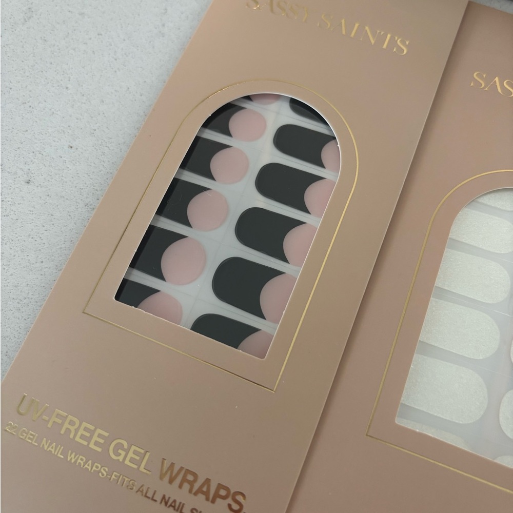 Pink and Black Gel Nail Wraps